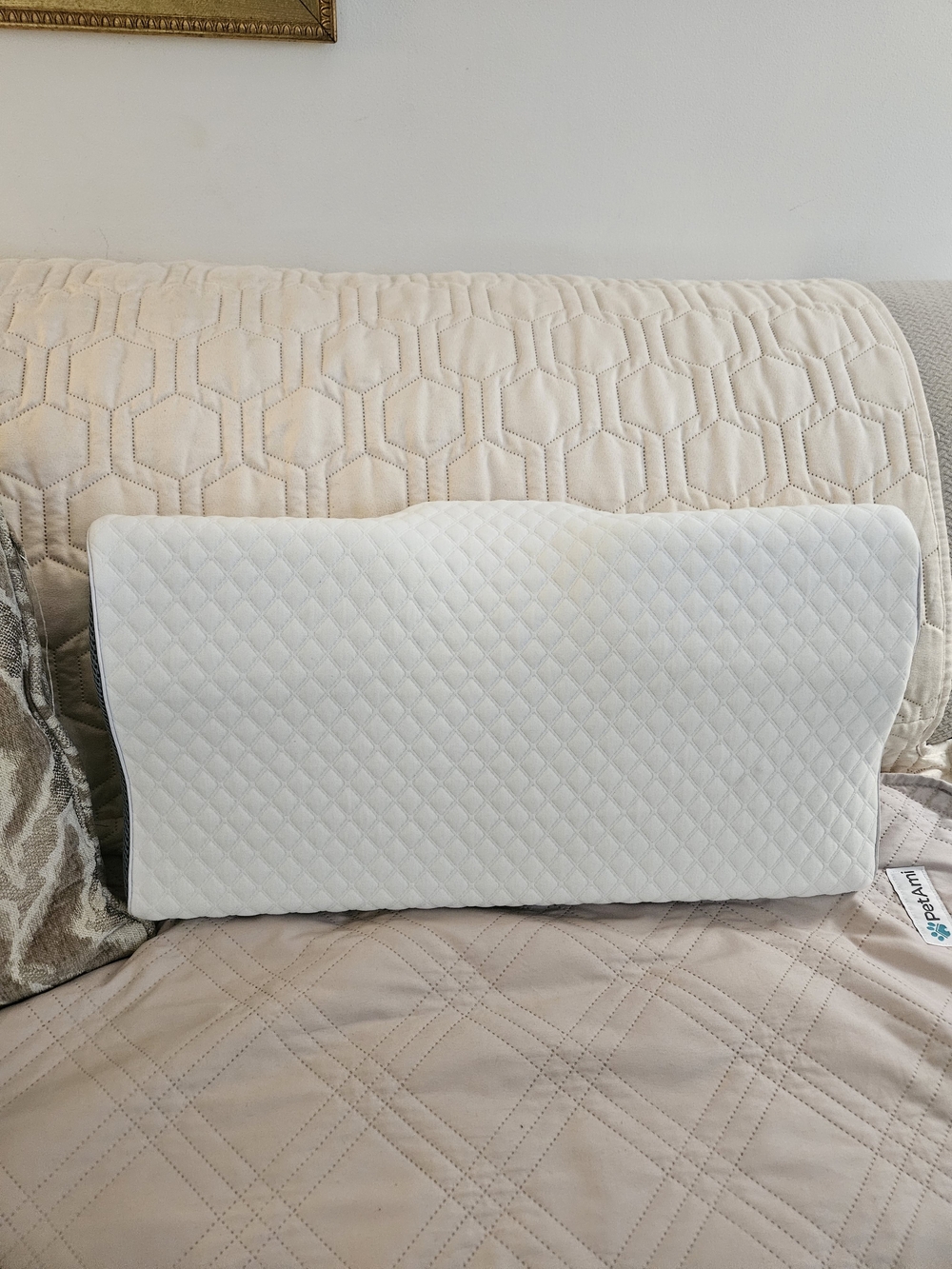 Derila Queen Size Ergonomic Contour Memory  Foam Pillow White - Quilted Support